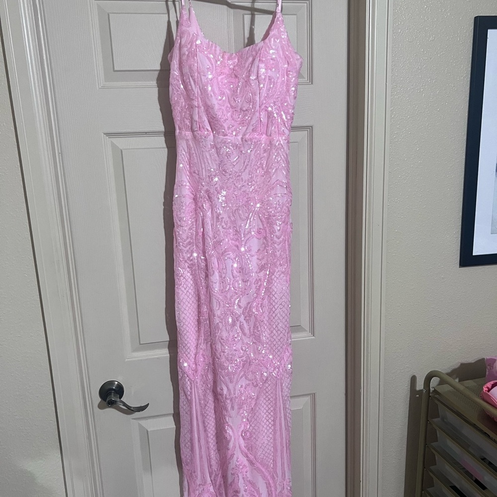 Windsor Pink Mermaid Sequin Long Dress